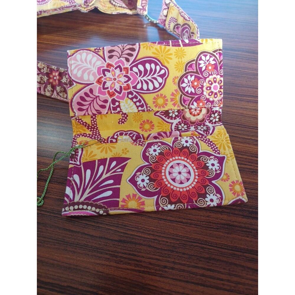 Vera Bradley Embroidered Quilted Women Floral Shoulder Bag Pink Yellow - Picture 6 of 13